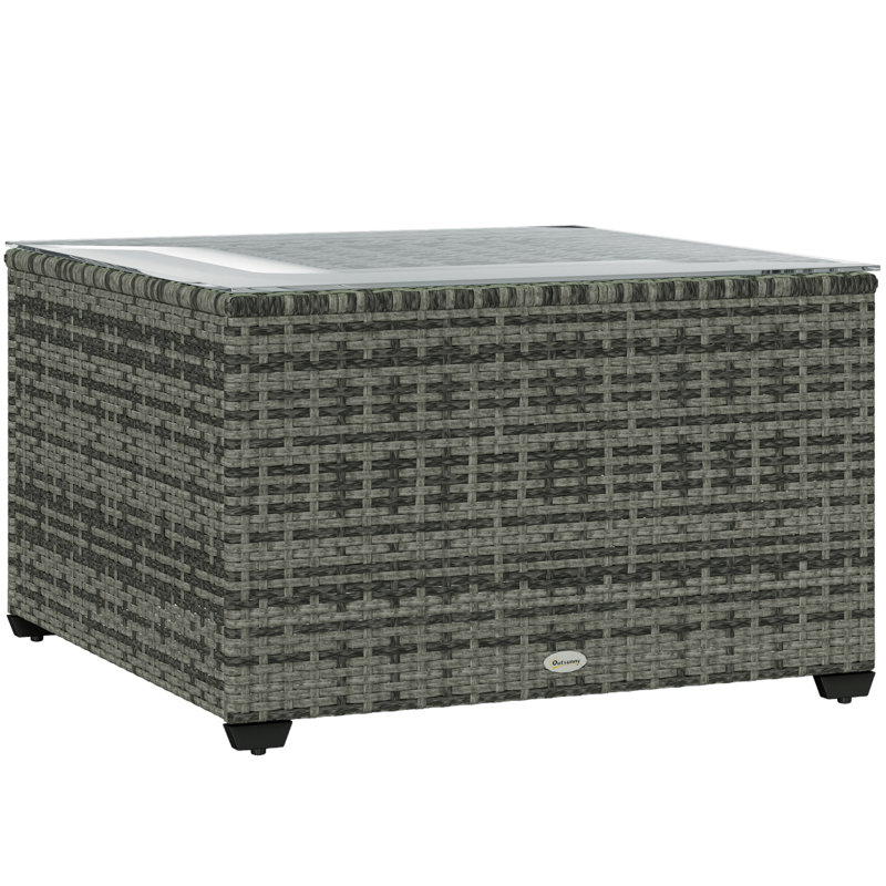 Rattan Side Table, Grey
