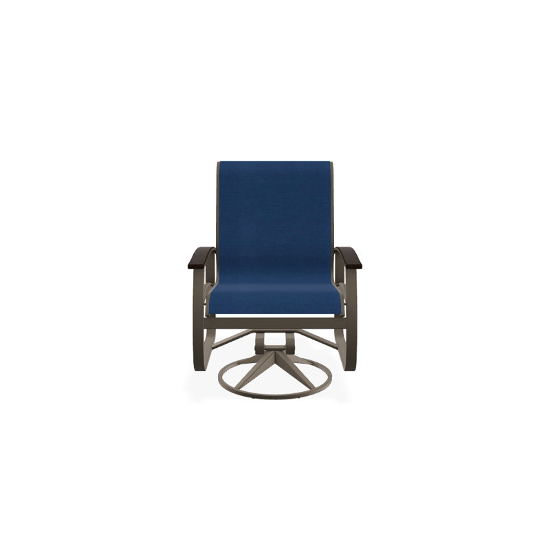 Belle Isle Outdoor Dining Armchair, Cobalt 35D Sunbrella®, Kona P10, Textured Graphite
