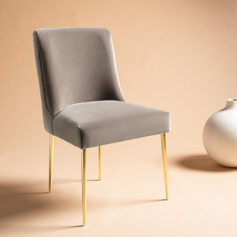 Chaise d'appoint rembourrée Pine Lake, Velours gris souris