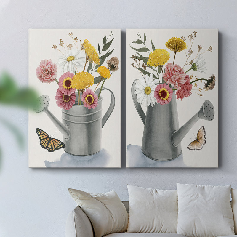 Arrosoir, bouquet I - Toile tendue avec châssis de qualité supérieure - Prêt à être accroché, H 27 po x l 36 po