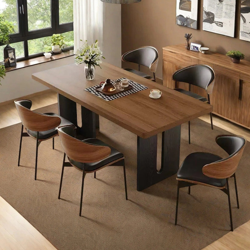 Retro and simple dining table, 29.53"H x 70.87"L x 35.43"W