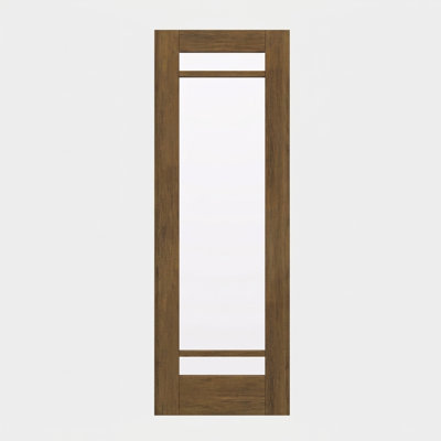 96" Slab Mahogany Exterior Door, SDL 3 Lite, Unfinished