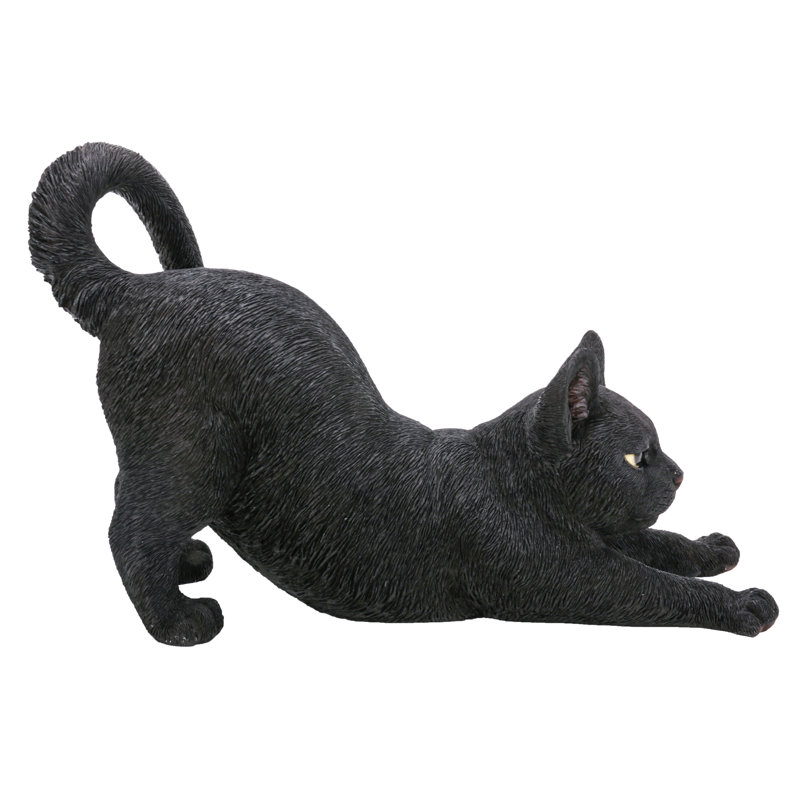 Cat Stretching Statue, Black