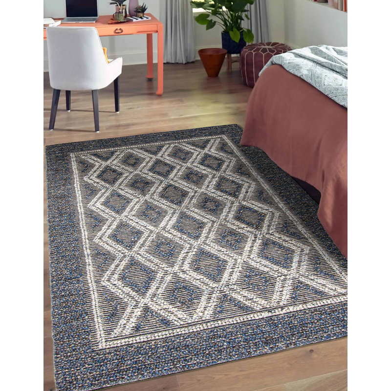 Tapis bleu marine nouvel âge en laine 5 pi 2 po x 7 pi 3 po Hazar