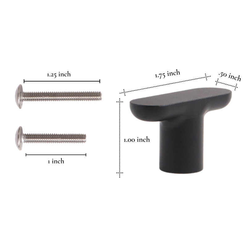 1.75" Oval Knob, Charcoal (Black)
