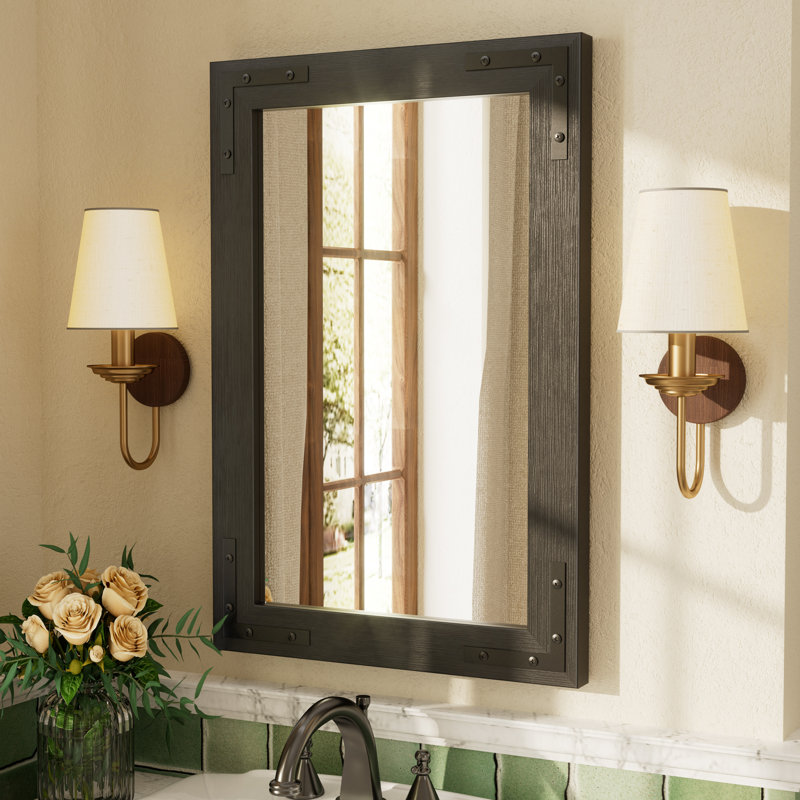 Miroir mural Amara Rustic Farmhouse, 24 po x 16 po, Noir