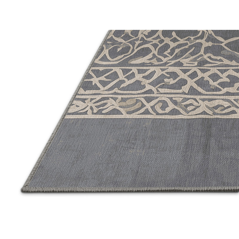 Tapis gris lavable à la machine, Carré 7 pi