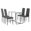 Table de salle à manger rectangulaire 1 pièce avec structure en métal, table de salle à manger en verre trempé pour la cuisine-652770526