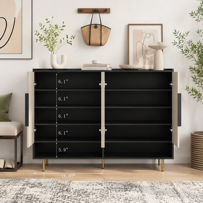 Armoire à chaussures avec 4 portes, Brown