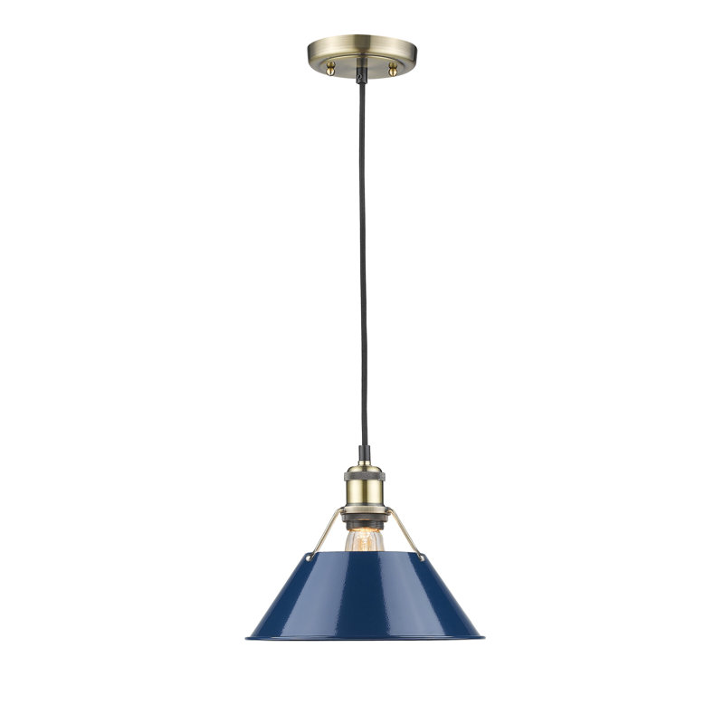 Weatherford 1 - Light Pendant, Navy Blue, Aged Brass, 130" H x 10" W x 10" D