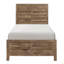 Mobilier de chambre à coucher en bois de style rustique avec motif de ligne moderne patiné-792087345