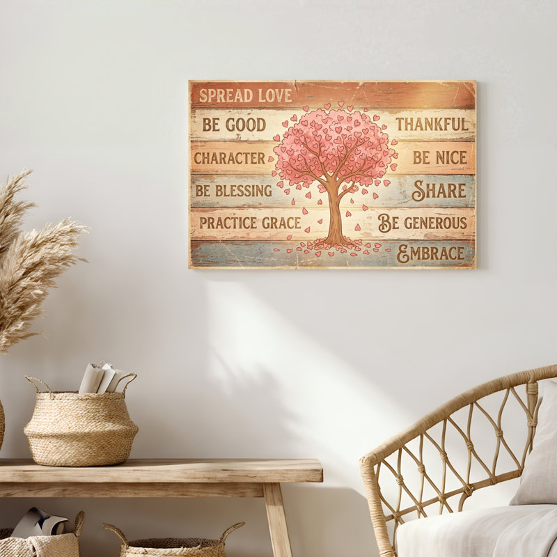 Art mural sur toile Gallery Wrap pour le salon, la chambre à coucher, le bureau ou le vestibule - Décoration murale décorative avec arbre en forme de cœur