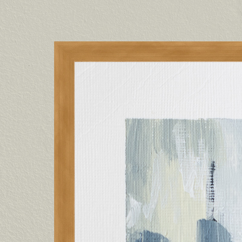 Etheric Horizon: Abstract Hills Under Cloudy Skies, 36" H x 24" W x 1.125" D, Framed Matted Print, Gold