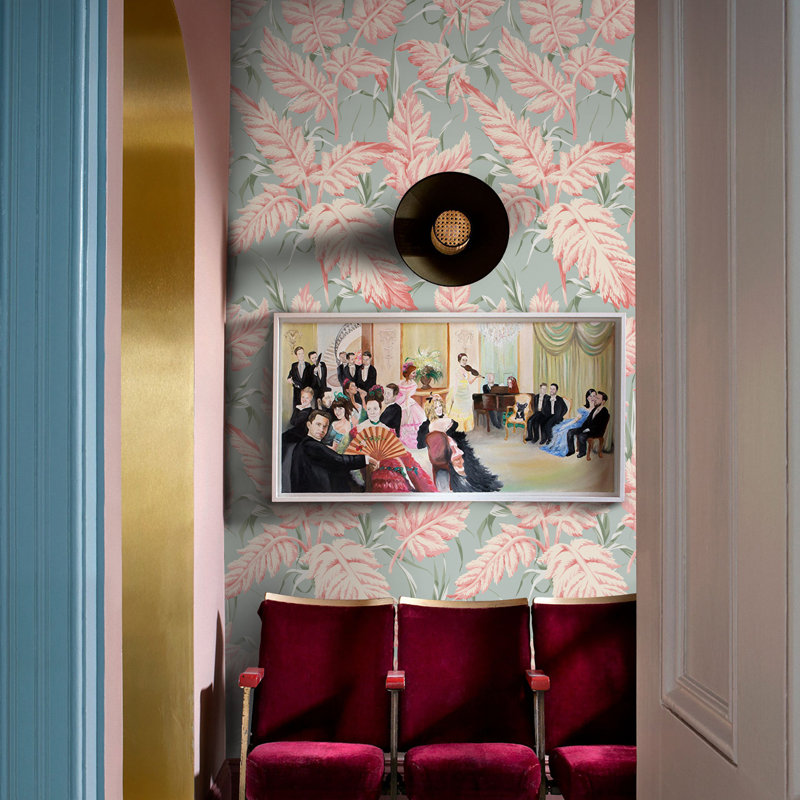 Tropical Leaf Wallpaper in Danish Pastel