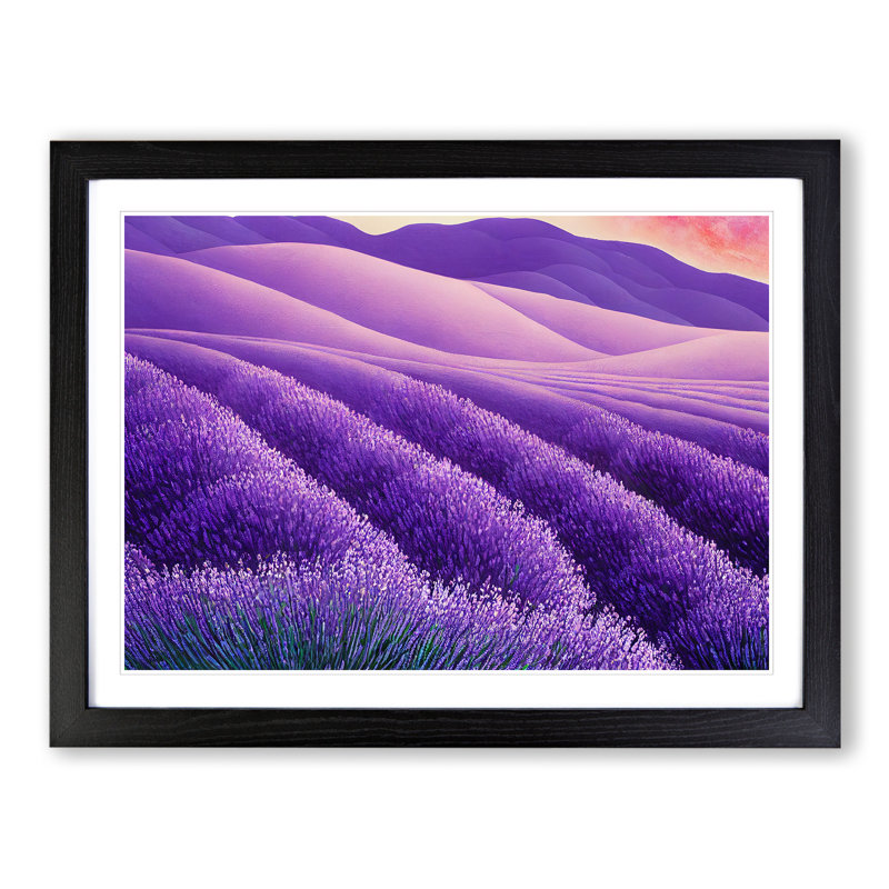 Spellbinding Lavender Flower Field - Framed Print, Black Frame, 46cm H x 64cm W