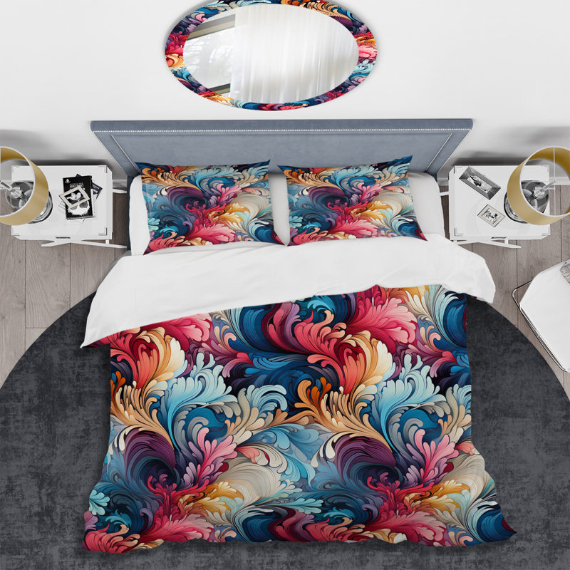 Ensemble de housse de couette Ethno Paisley Harmony Fuse Marble, Housse de couette simple + 1 taie décorative stan
