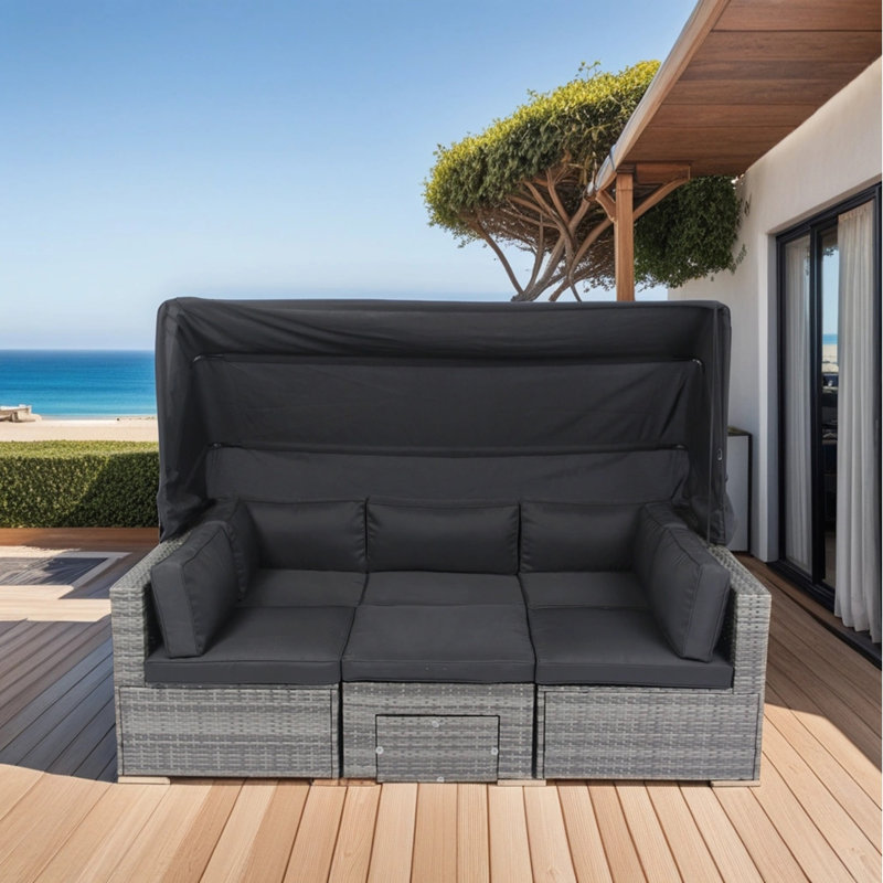 7-Piece Patio Furniture Set With Retractable Canopy