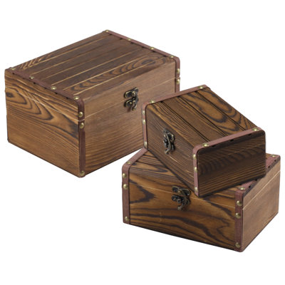 Solid and Manufactured Wood 3 Piece Decorative Bin Set