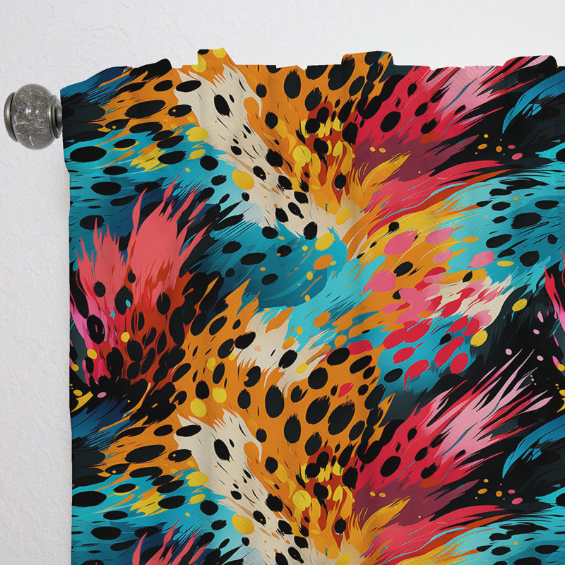 Rideau coloré - obscurcissant velours coloré - 1 panneau coloré Neon Jungle Flash, L 52 po x L 84 po