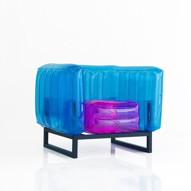 Yomi Outdoor Seat/Back Cushion, Blue/Pink