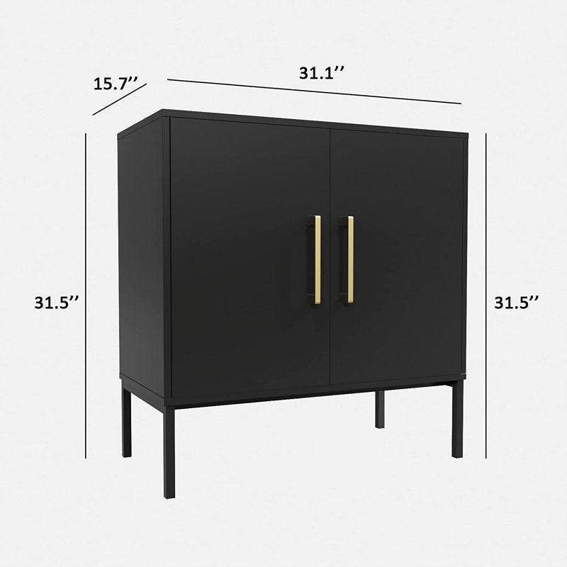 Jaydien 31.5'' W Accent Cabinet with Adjustable Shelves, Black