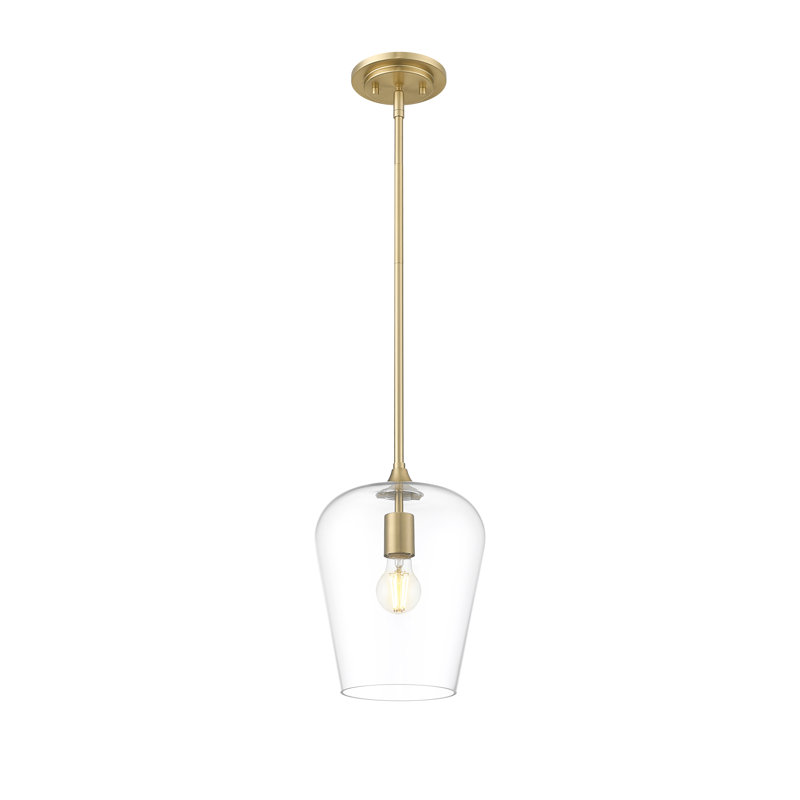 Luminaire suspendu 1 lumière en laiton bruni Joliet, 93.25" H x 9" W x 9" D