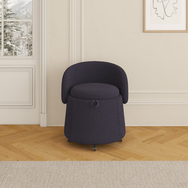 Tabouret de rangement multifonctionnel: conception mobile de 23 po avec accents en molleton rose pour des espaces de chambre à coucher et de salon élégants