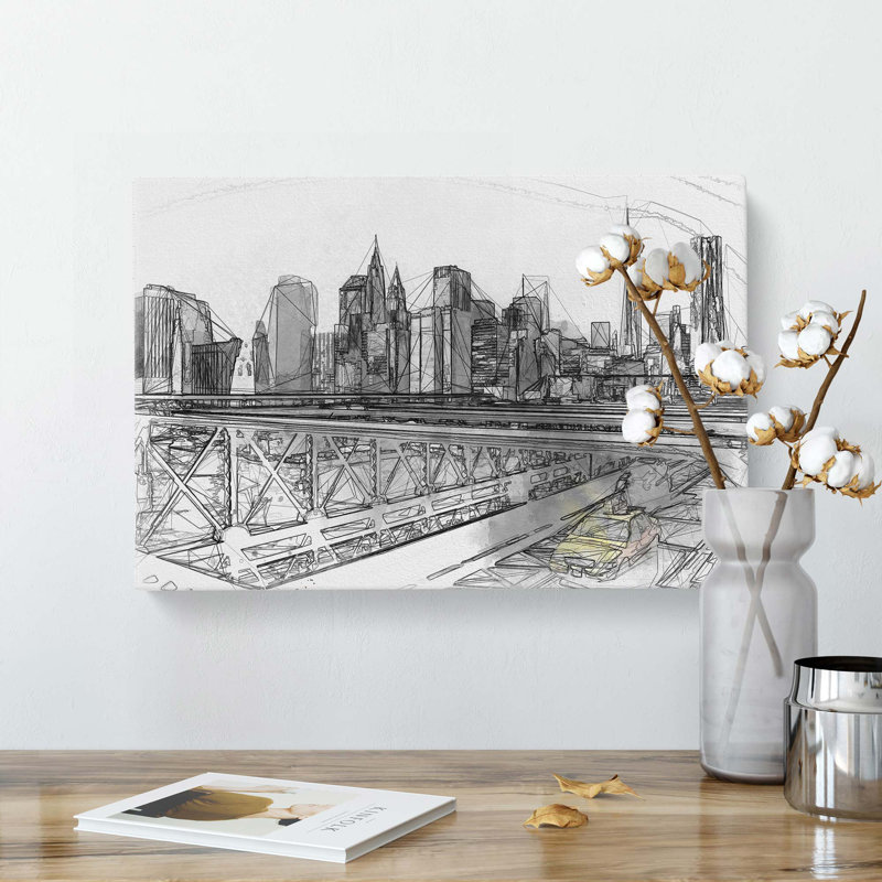 A Yellow Taxi Cab In New York In Abstract - Wrapped Canvas, 35cm H x 50cm W x 3cm D