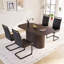 Ensemble de table de salle à manger en MDF de style brun moderne 63 po 63 po et de chaises en polyuréthane sans accoudoirs