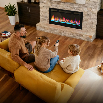 Flame&Shade 36" Electric Fireplace Inserts - Recessed Fire Place And Wall Fireplace Heater, Indoor Wall Mounted Faux Floating Fireplace With Remote Control, Adjustable Flame Colour And Brightness, 750 | 1500W