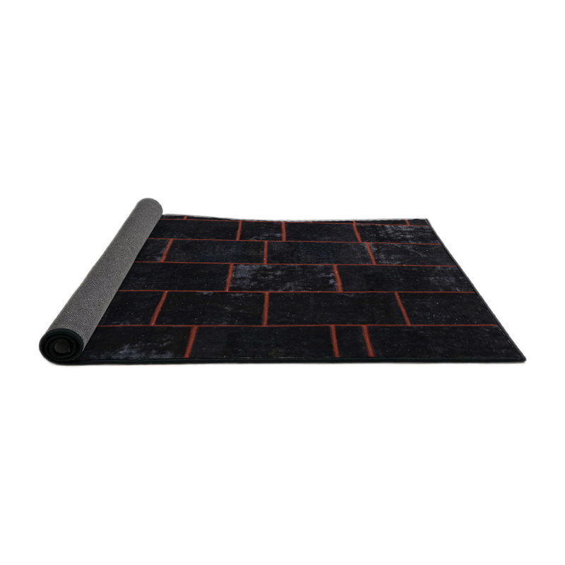 Tapis de zone rouge/noir contemporain, Rond 7 pi