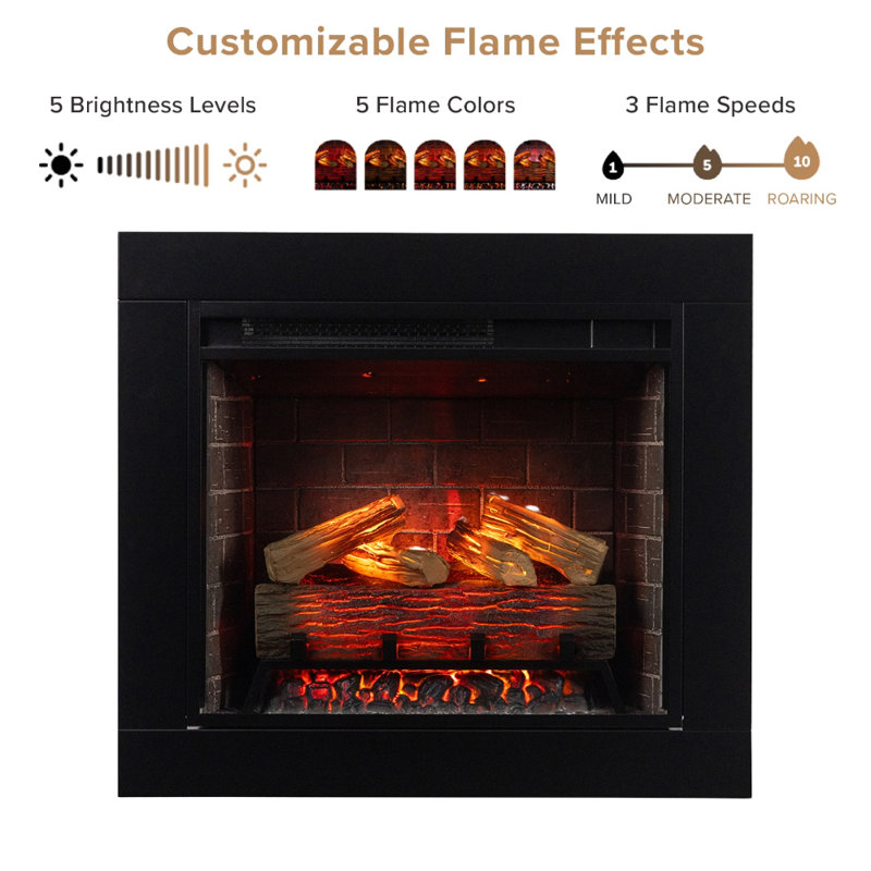 Electric Smart Fireplace with Heat, 23-Inch