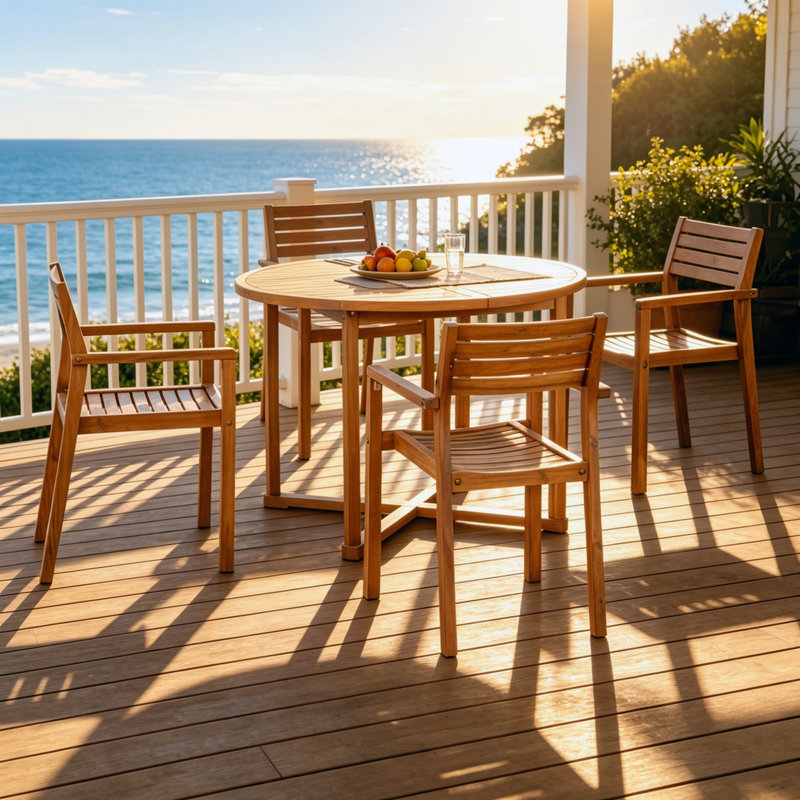 Ensemble de salle à manger en bois d'acacia durable, design rustique pour l'extérieur et l'intérieur