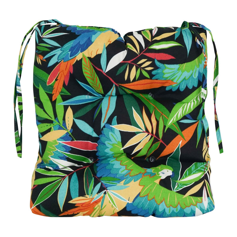 Ensemble de 2 coussins de chaises carrées de 16 pouces en polyester filé carré (ébène) Tucuman