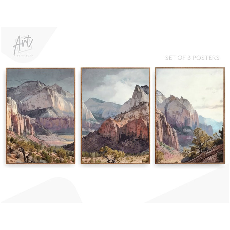 Ensemble de 3 imprimés Zion National Park, Toile tendue, H 40 po x l 90 po x P 1,5 po