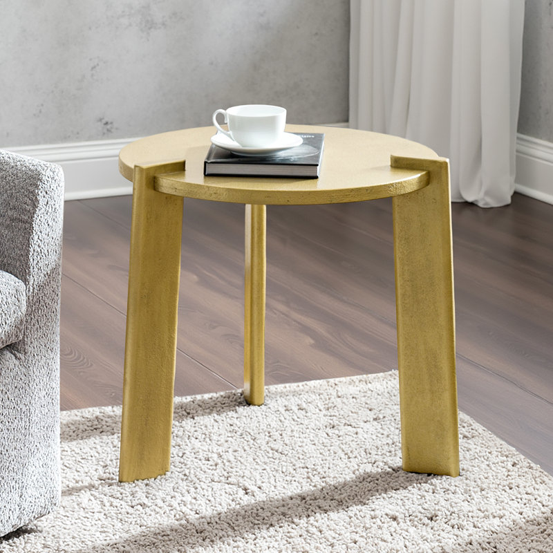 Isabel Modern End Table with Tripod Base, Gold 