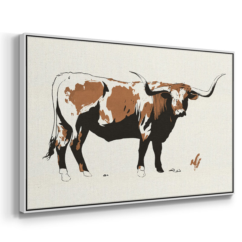 Terre Cotta Steer I, toile tendue avec châssis de qualité supérieure - prête à être accrochée, Blanc