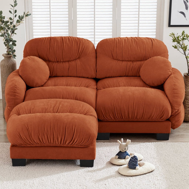 Canapé modulaire en tissu de chenille plissé CloudHaven, Orange