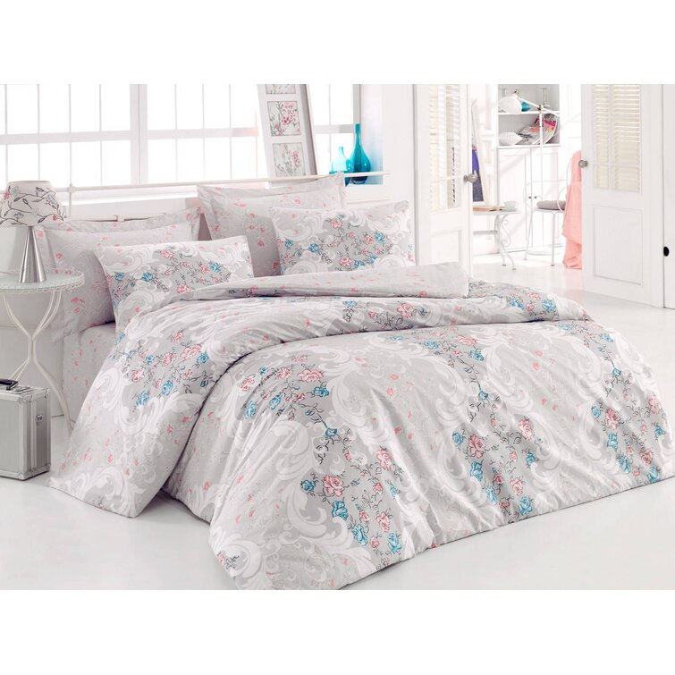 East Urban Home Cotton Damask Duvet Cover Set | Wayfair