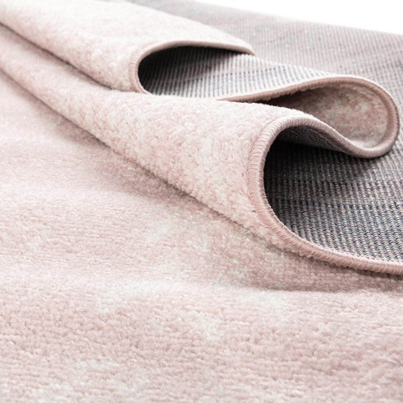 Tapis rose / blanc Gustafson, Rond 9 pi 10 po