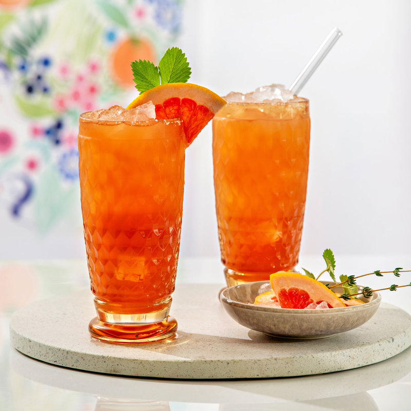 Villeroy & Boch Boston Pearl Long Drink Glass, Set of 4, 13.5 oz, Crystal Glass for Cocktails, Made in Germany, Dishwasher-Safe