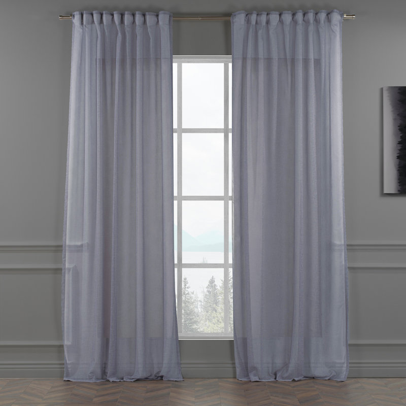 Panneaux de rideaux extra-longs transparents, L 52 po x L 84 po, gris