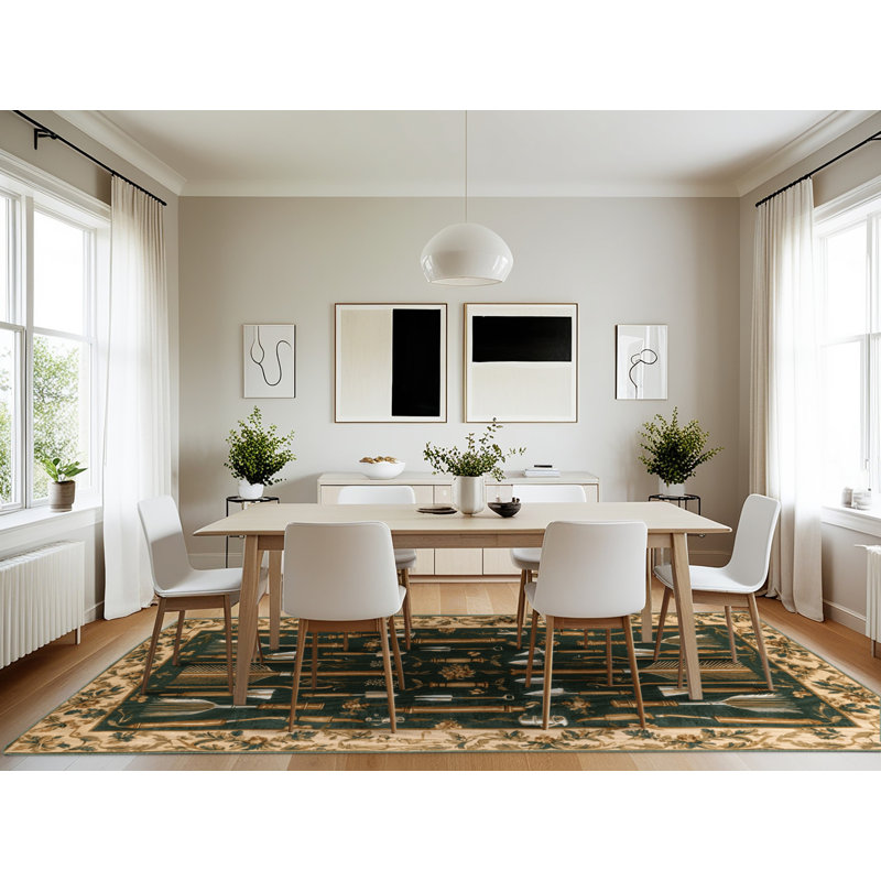 Tapis vert français lavable à la machine, Rectangle 7 pi x 10 pi