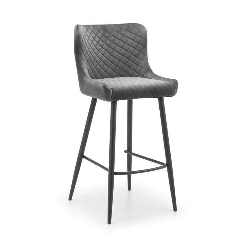 Oesch Upholstered Counter Stool with Metal Frame, Grey