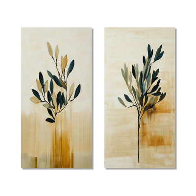 Murmures d'olivier en anthracite III - Tableau encadré olive en 2 pièces