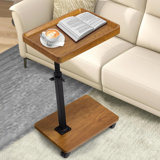 Adjustable Height C-Shaped End Table With 360° Swivel & Wheels, Multi-Purpose Side Table For Living Room, Bedroom, Sofa, And Chair