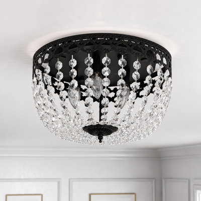 Ealie Melrose 4-Light Metal and Crystal Flush Mount