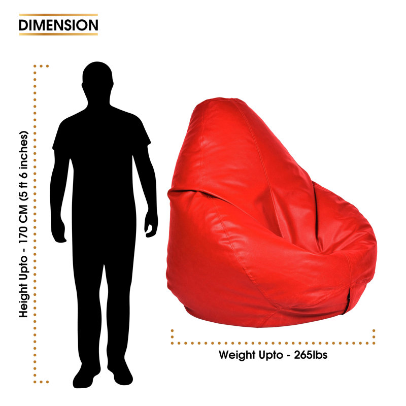 Ample Leatherette Solid Indoor Bean Bag Cover - Filling Not Included, Red