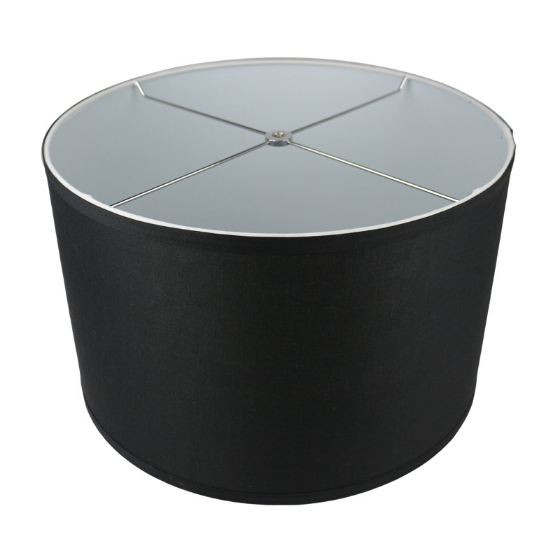 Abat-jour tambour en lin classique 16 po, Noir, noir, noir, noir