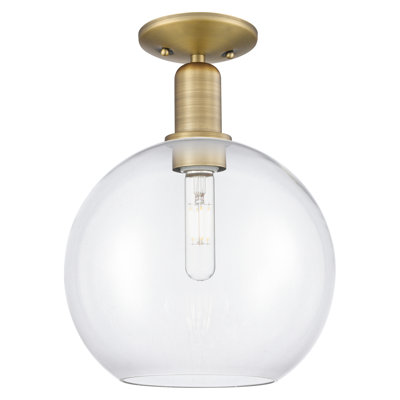 Arcadia - Athens - 1 Light 10" Semi-Flush Mount - Brushed Brass Finish - Clear Shade